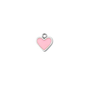 Breloques en acier Inox coeur Argent&eacute;-rose