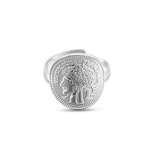 Bagues en acier Inox pi&egrave;ce de monnaie Argent&eacute;