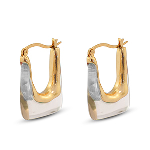Boucles d'oreilles r&eacute;sine tendance rectangle Dor&eacute;-transparent