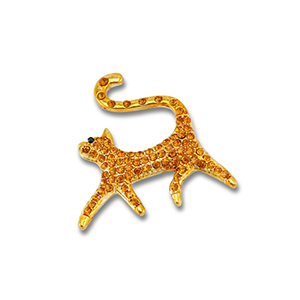 Broches chat Dor&eacute;-orange