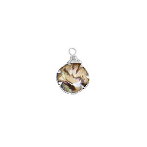 Pendentifs en r&eacute;sine avec imitation de coquille rond Argent&eacute;-taupe
