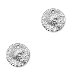 Breloques en acier Inox rond Argent&eacute;