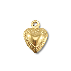 Breloques en acier Inox coeur Dor&eacute;