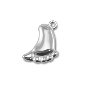 Breloques en acier Inox pieds Argent&eacute;