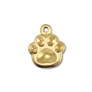 Breloques en acier Inox patte de chien Dor&eacute;