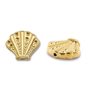 Perles en acier Inox coquille Dor&eacute;