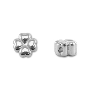 Perles en acier Inox tr&egrave;fle Argent&eacute;