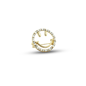 Broches smiley avec perles Dor&eacute;