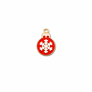 Breloques en m&eacute;tal boule de no&euml;l Dor&eacute;-rouge-blanc