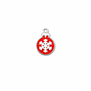 Breloques en m&eacute;tal boule de no&euml;l Argent&eacute;-rouge-blanc