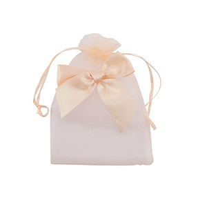 Sachet &agrave; bijoux en organza avec n&oelig;ud P&ecirc;che