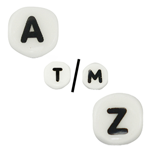 Perles lettres en c&eacute;ramique Blanc-noir