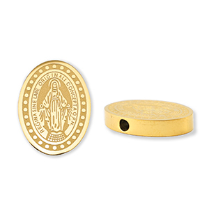 Perles en acier Inox ovale religieuse Dor&eacute;