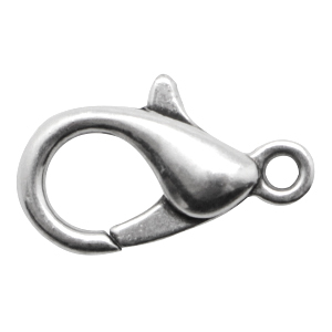 Fermoir mousqueton en m&eacute;tal DQ 12mm Argent&eacute; antique (sans nickel)