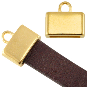Embouts en m&eacute;tal DQ carr&eacute; (pour cuir/cordon plat 5/10mm) Dor&eacute; (sans nickel)
