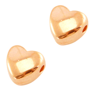 Perles en m&eacute;tal DQ c&oelig;ur Dor&eacute; ros&eacute; (sans nickel)