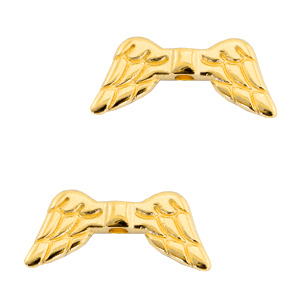 Perles en m&eacute;tal DQ ailes d&rsquo;anges Dor&eacute; (sans nickel)