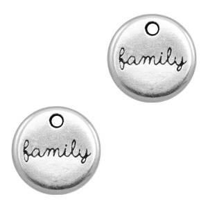 Breloques en m&eacute;tal DQ "family" Argent&eacute; antique (sans nickel)