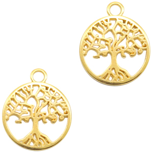 Breloques en m&eacute;tal DQ arbre Dor&eacute; (sans nickel)