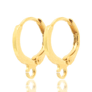 Appr&ecirc;ts en m&eacute;tal DQ boucles d'oreilles dormeuses avec anneau dor&eacute; (sans nickel)