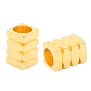 Perles en m&eacute;tal DQ tube quadruple Dor&eacute; (sans nickel)