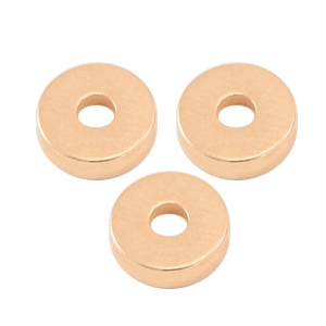 Perles en m&eacute;tal DQ rondelle 6x2mm Dor&eacute; ros&eacute; (sans nickel)
