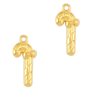 Breloques en m&eacute;tal DQ canne sucre d'orge Dor&eacute; (sans nickel)