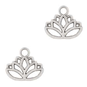 Breloques en m&eacute;tal DQ lotus Argent&eacute; antique (sans nickel)