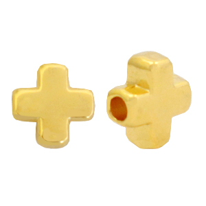 Perles en m&eacute;tal DQ croix Dor&eacute; (sans nickel)