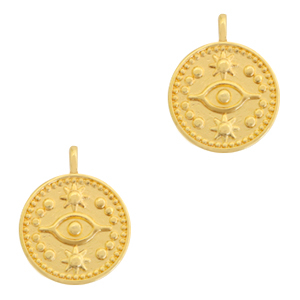 Breloques en m&eacute;tal DQ oeil 15mm Dor&eacute; (sans nickel)