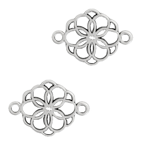 Breloques en m&eacute;tal DQ connecteur fleur Argent&eacute; antique (sans nickel)
