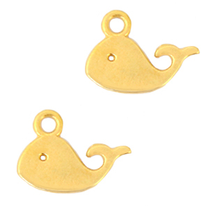 Breloques en m&eacute;tal DQ baleine Dor&eacute; (sans nickel)