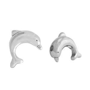 Perles en m&eacute;tal DQ dauphin Argent&eacute; antique (sans nickel)