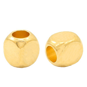 Perles en m&eacute;tal DQ cube 2mm Dor&eacute; (sans nickel)