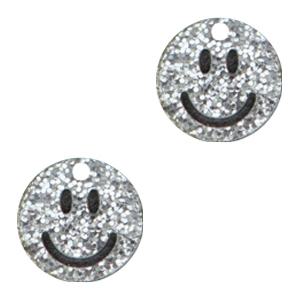 Breloques Plexx smiley Argent&eacute; paillet&eacute;