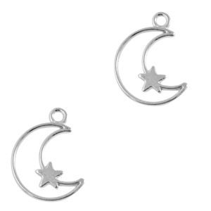 Breloques en m&eacute;tal DQ lune et &eacute;toile Argent&eacute; antique (sans nickel)