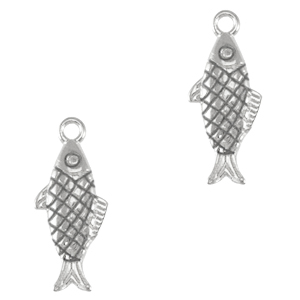 Breloques en m&eacute;tal DQ poisson Argent&eacute; antique (sans nickel)
