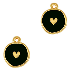 Breloques en m&eacute;tal DQ coeur Dor&eacute;-noir (sans nickel)