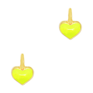 Breloques en m&eacute;tal DQ coeur Dor&eacute;-jaune n&eacute;on (sans nickel)