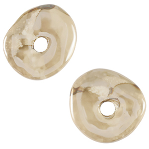 Perles en c&eacute;ramique DQ grecque donut Greige