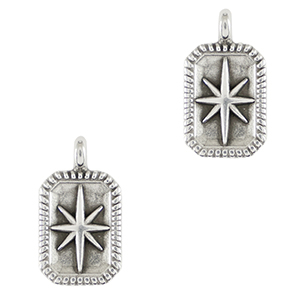Breloques en m&eacute;tal DQ &eacute;toile Argent&eacute; antique (sans nickel)