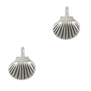 Breloques en m&eacute;tal DQ coquillage Argent&eacute; antique (sans nickel)