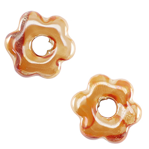 Perles en c&eacute;ramique DQ grecque fleur Orange