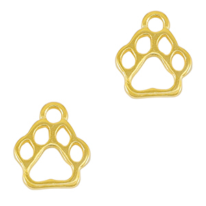 Breloques en m&eacute;tal DQ patte de chien Dor&eacute; (sans nickel)