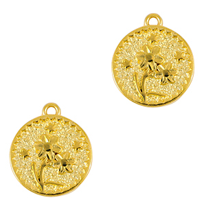 Breloques en m&eacute;tal DQ fleur Dor&eacute; (sans nickel)
