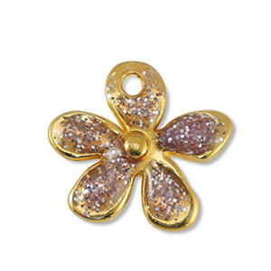 Breloques en m&eacute;tal DQ fleur Paillet&eacute; Lilas-Dor&eacute; (sans nickel)