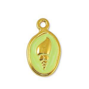 Breloques en m&eacute;tal DQ coquille Jaune citron-Dor&eacute; (sans nickel)