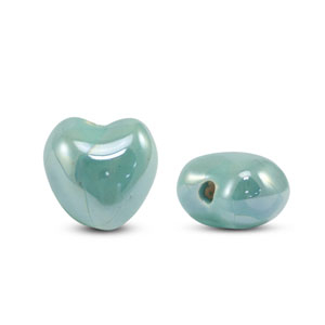 Perles en c&eacute;ramique DQ grecque coeur Turquoise