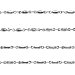 Appr&ecirc;ts en acier Inox cha&icirc;ne maille jaseron ovale Argent&eacute;