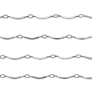 Appr&ecirc;ts en acier Inox cha&icirc;ne maille jaseron courb&eacute; Argent&eacute;